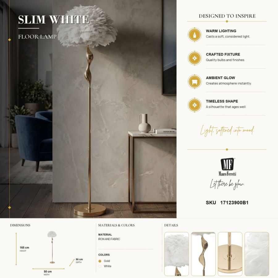 Vloerlamp Slim White Ø 50×165 cm