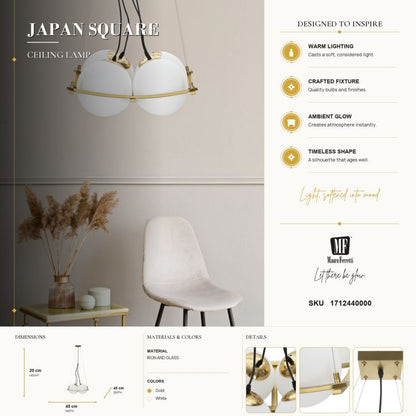Plafondlamp Japan Square 45×45×20 cm