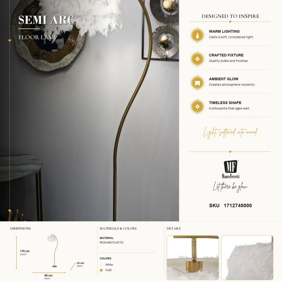 Vloerlamp Semi Arc 60×33×170 cm