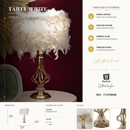 Tafellamp Tarty White Ø 25×54 cm
