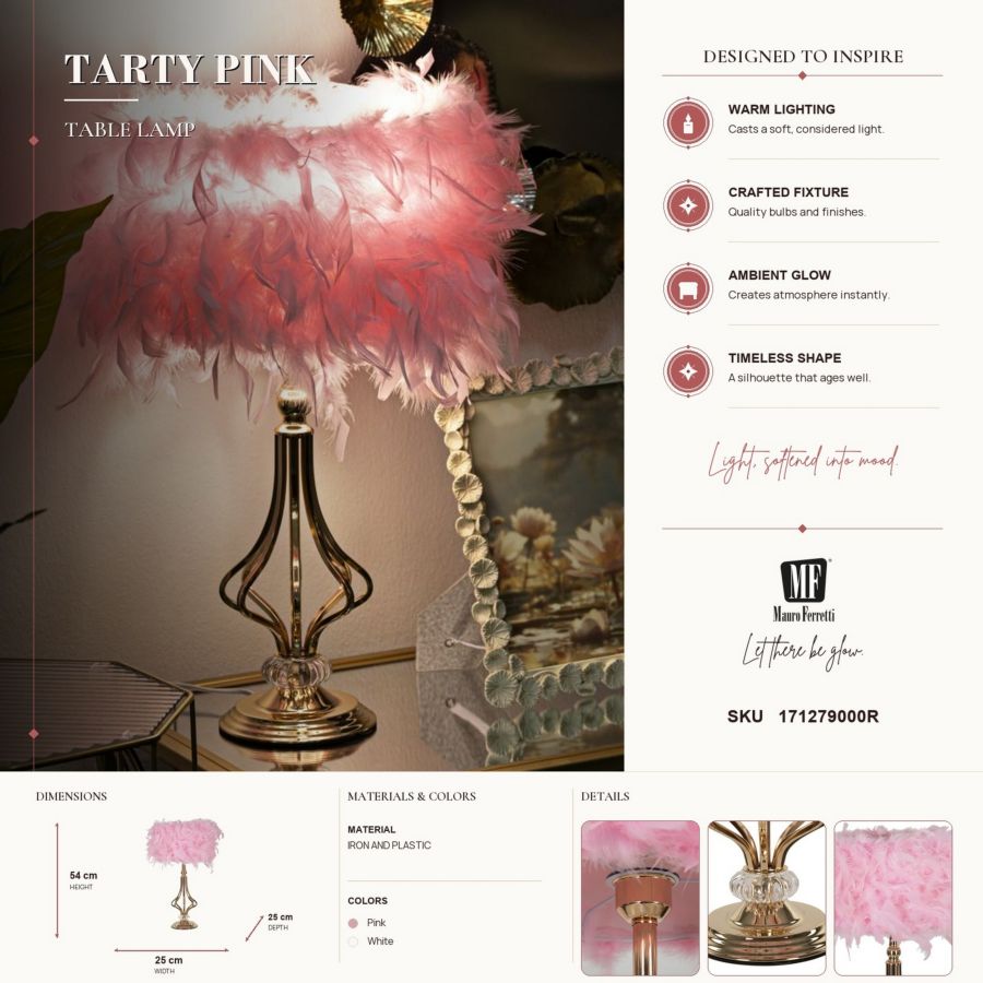 Tafellamp Tarty Pink Ø 25×54 cm