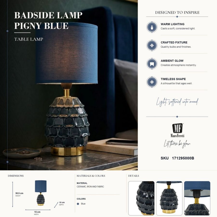 Tafellamp Badside Lamp Pigny Blue Ø 15×30,5 cm