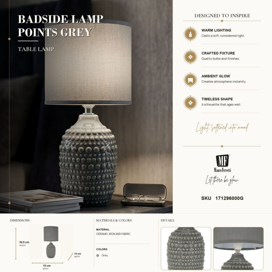 Tafellamp Badside Lamp Points Grey Ø 15×30,5 cm