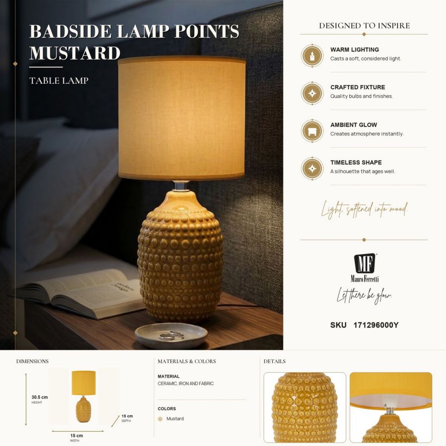 Tafellamp Badside Lamp Points Mustard Ø 15×30,5 cm