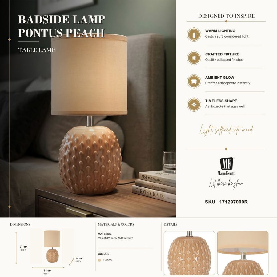 Tafellamp Badside Lamp Pontus Peach Ø 14×27 cm