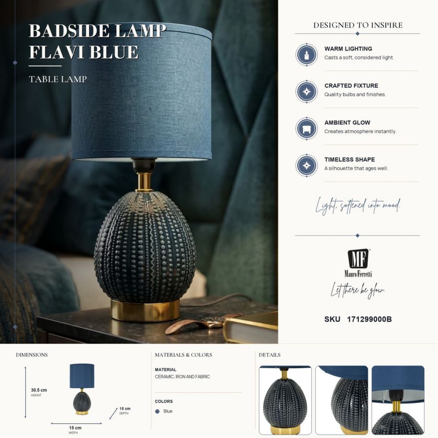 Tafellamp Badside Lamp Flavi Blue Ø 15×30,5 cm