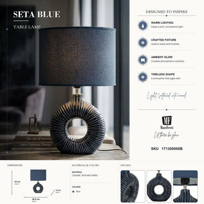 Tafellamp Seta Blue 28,5×15×43 cm
