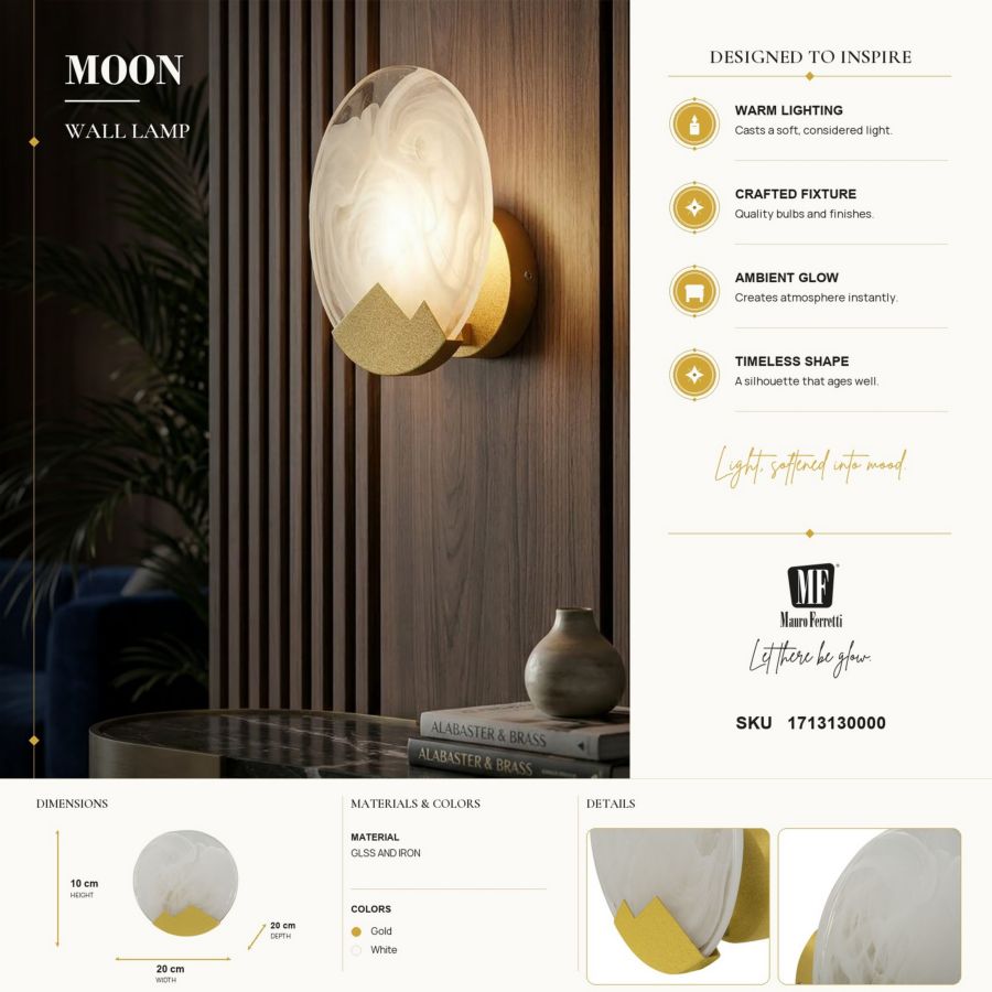 Wandlamp Moon Ø 20×10 cm