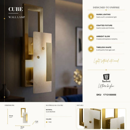 Wandlamp Cube 15×8×33 cm