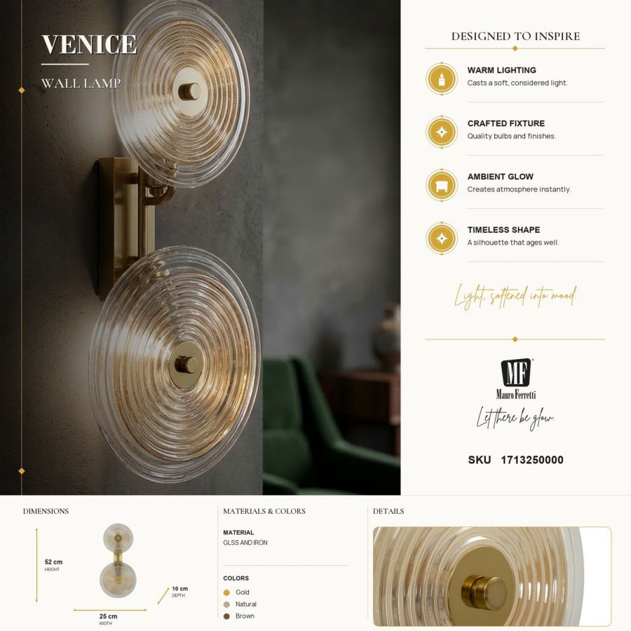 Wandlamp Venice 25×10×52 cm
