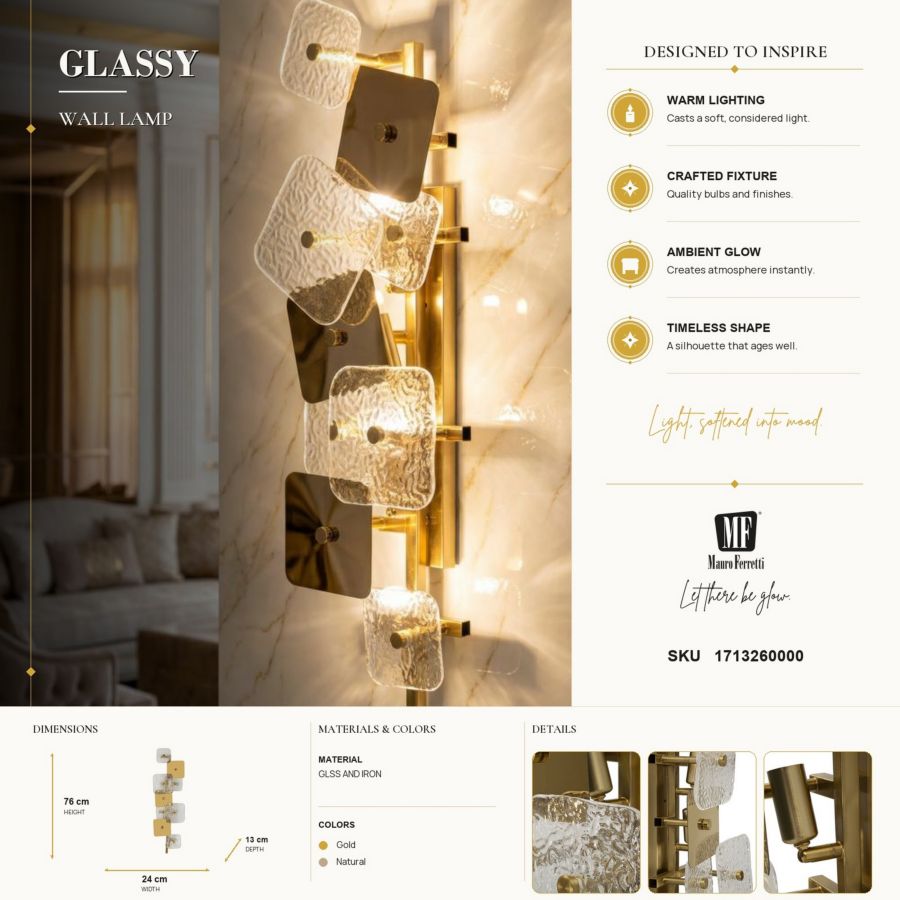 Wandlamp Glassy 24×13×76 cm