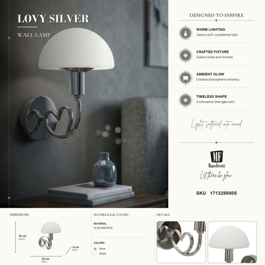 Wandlamp Lovy Silver 23×15×22 cm