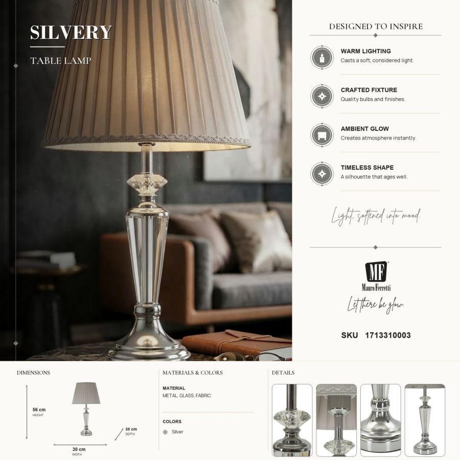 Tafellamp Silvery Ø 30×56 cm