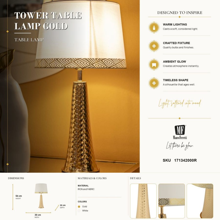 Tafellamp Tower Table Lamp Gold Ø 30×54 cm