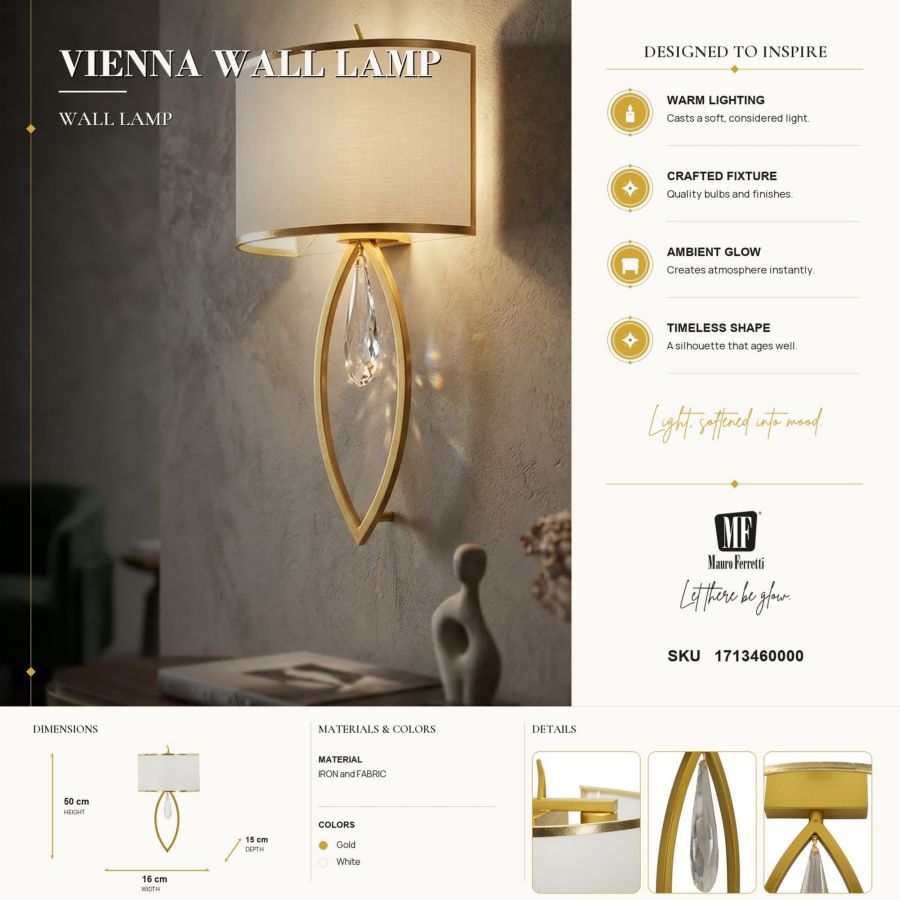 Wandlamp Vienna Wall Lamp 26×15×50 cm