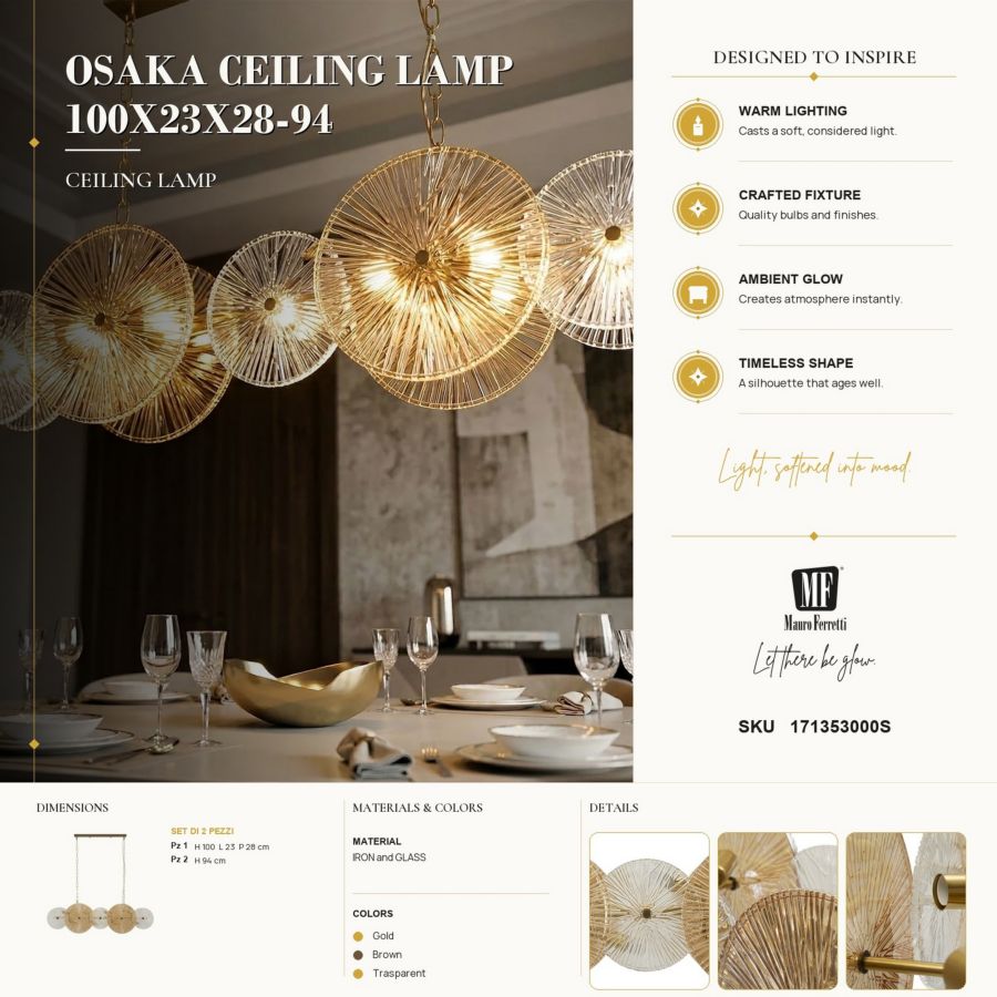 Plafondlamp Osaka Ceiling Lamp 100×23×28 cm
