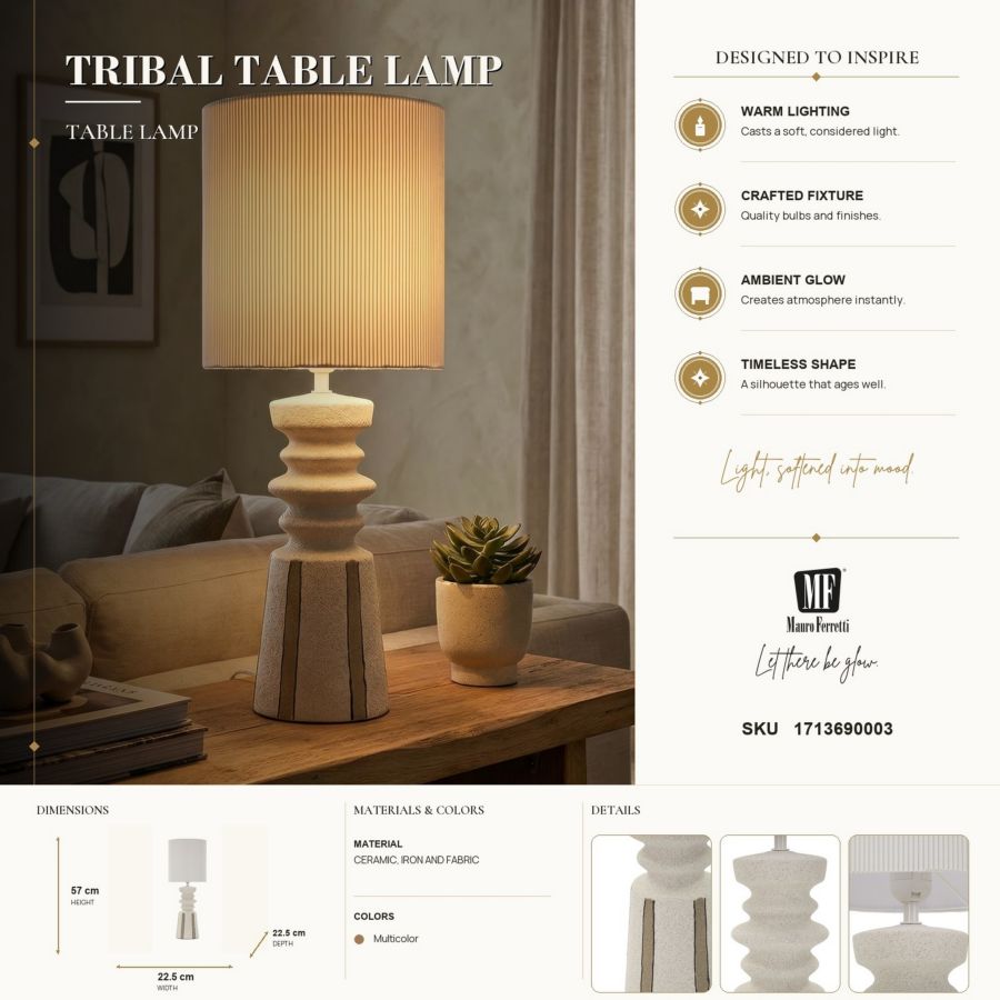 Tafellamp Tribal Table Lamp Ø 22,5×57 cm
