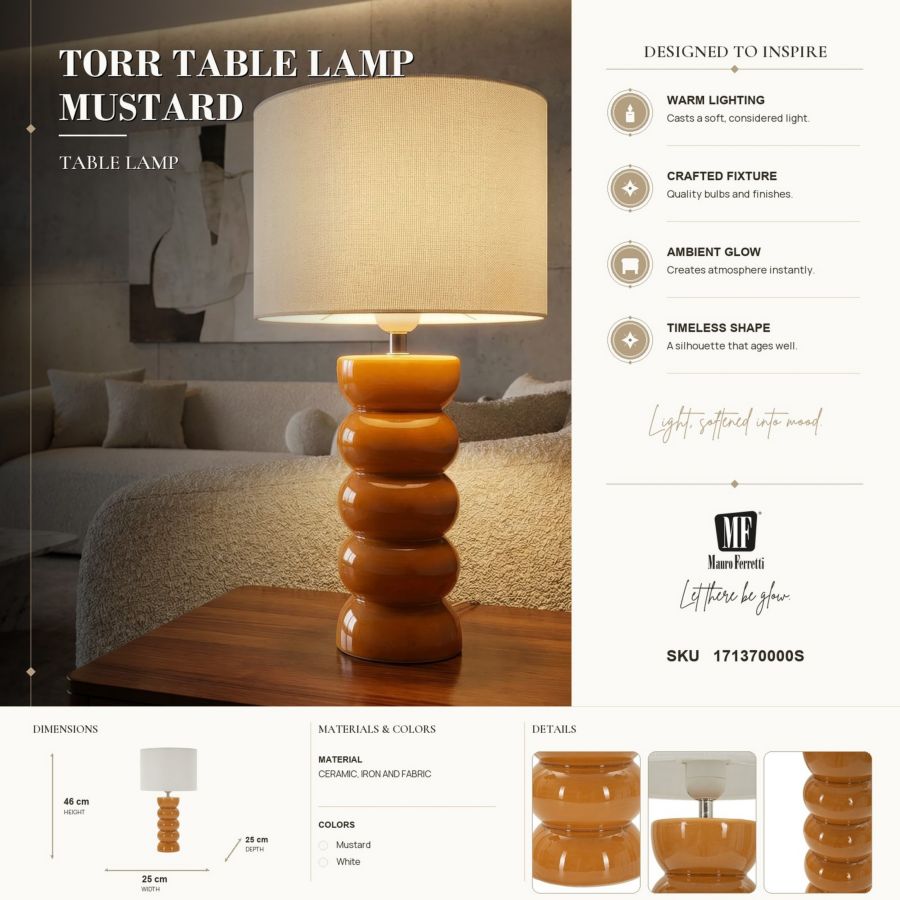 Tafellamp Torr Table Lamp Mustard Ø 25×46 cm