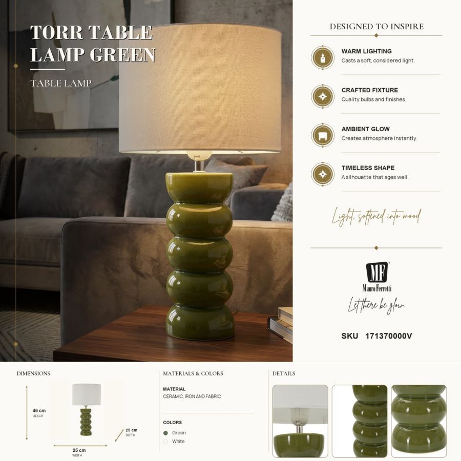 Tafellamp Torr Table Lamp Green Ø 25×46 cm