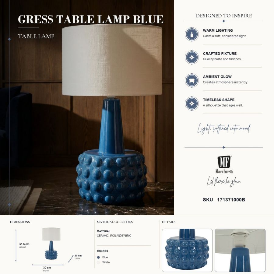 Tafellamp Gress Table Lamp Blue Ø 30×51,5 cm