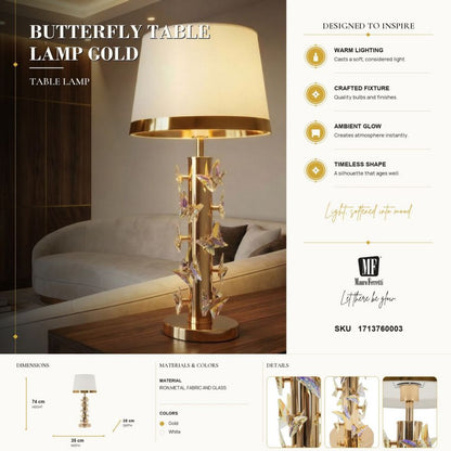 Tafellamp Butterfly Table Lamp Gold Ø 35×74 cm