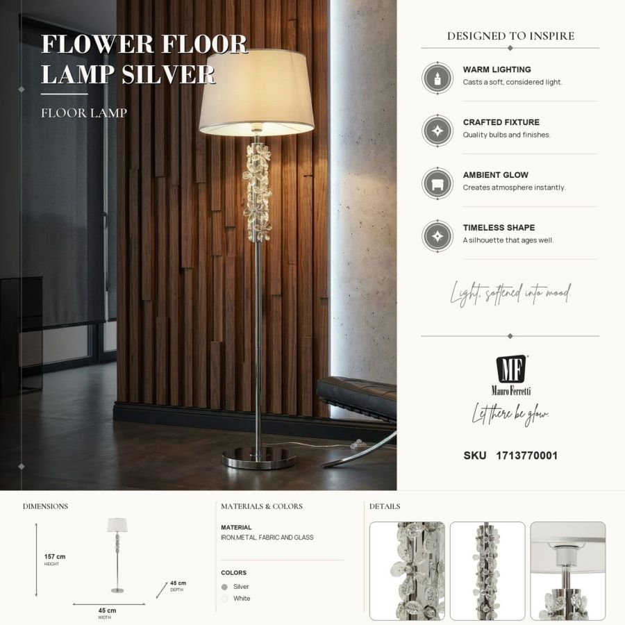 Vloerlamp Flower Floor Lamp Silver Ø 45×157 cm