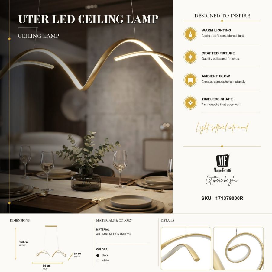 Plafondlamp Uter Led Ceiling Lamp Gold 80×20×120 cm