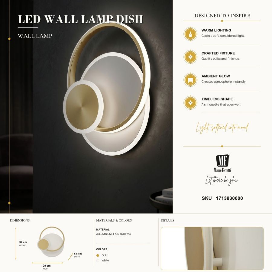 Wandlamp Led Wall Lamp Dish 29×6,5×34 cm