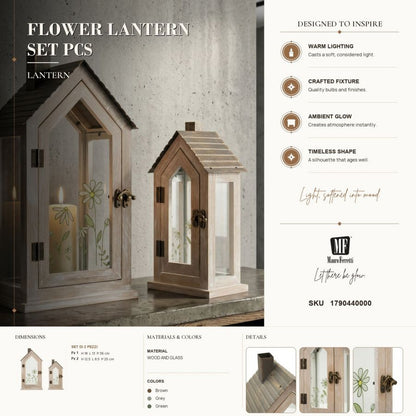 Lantaarn Flower Lantern Set 2 Pcs 18×13×36 cm