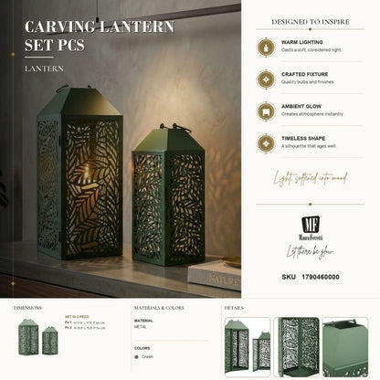 Lantaarn Carving Lantern Set 2 Pcs 17,8×17,8×44 cm