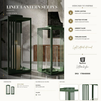 Lantaarn Linee Lantern Set 2 Pcs 18,3×18,3×43,5 cm