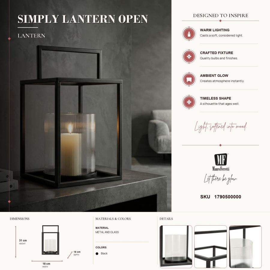 Lantaarn Simply Lantern Open Ø 18×31 cm