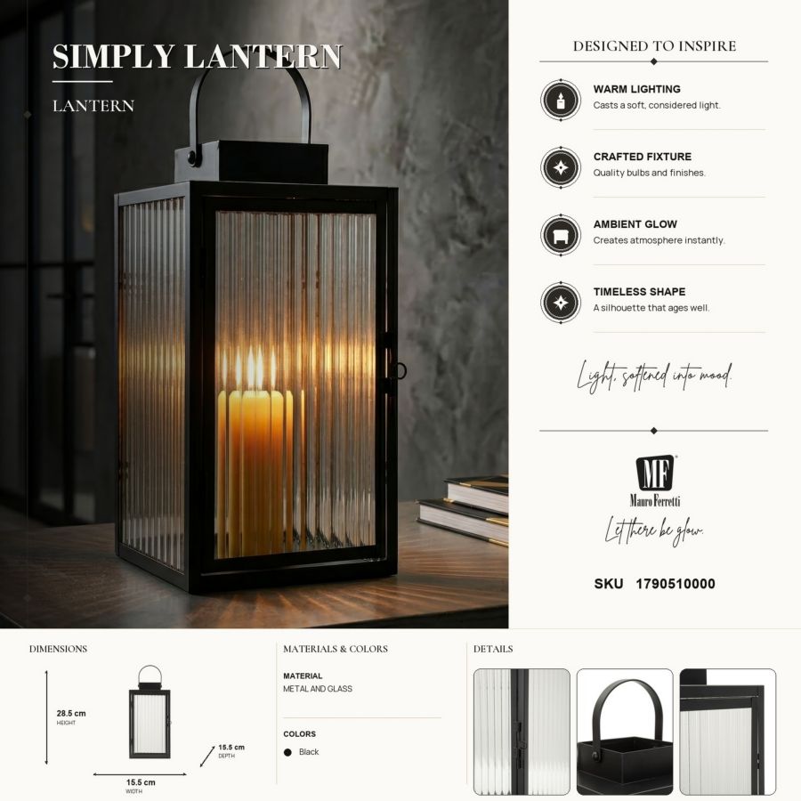 Lantaarn Simply Lantern 15,5×15,5×28,5 cm
