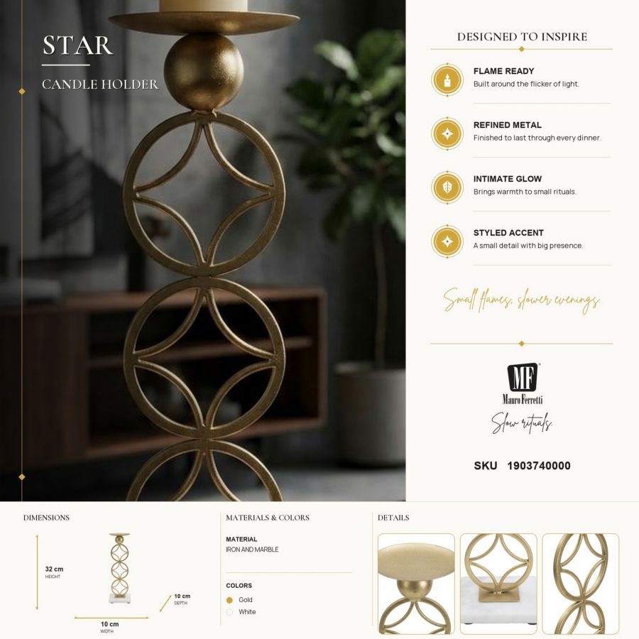 Kandelaar Star 10×10×32 cm