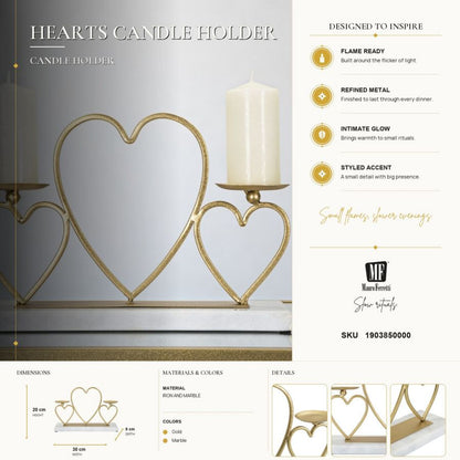Kandelaar Hearts Candle Holder Cm 30×9×20 cm