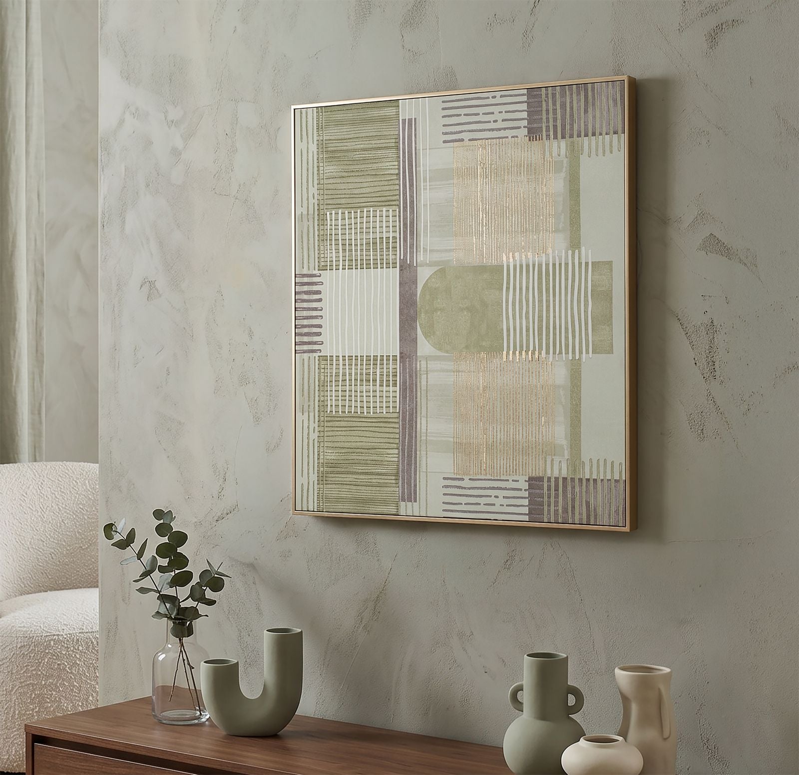 Schilderij Printed On Canvas Lines With Frame -h- 60×3×60 cm