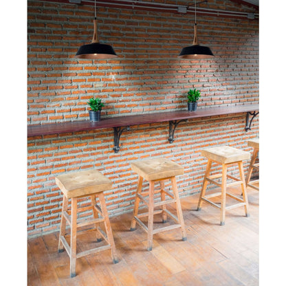 Hanger lamp "culum" Ø 36 cm gemaakt van metaal in zwart en koper, met hout, E27