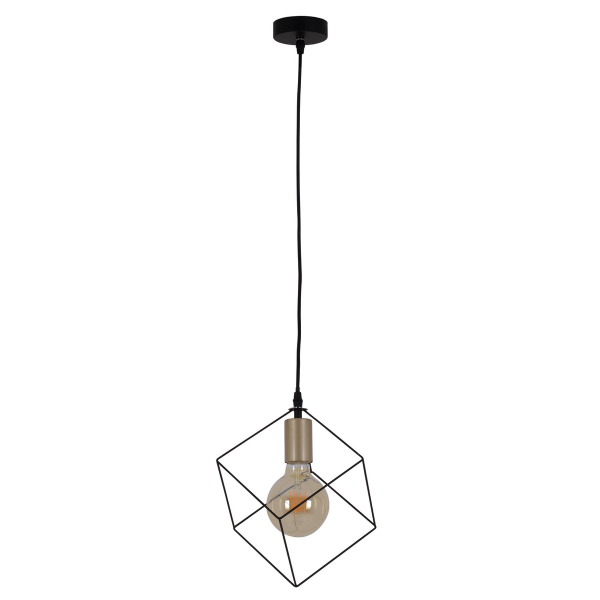 Hanger lamp "canto", hanglamp in metalen zwart en goud, e27 socket, voor eetkamer, woonkamer, gang of kantoor, 26 x 26 cm