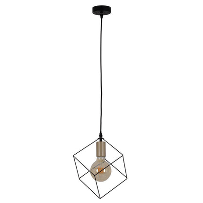 Hanger lamp "canto", hanglamp in metalen zwart en goud, e27 socket, voor eetkamer, woonkamer, gang of kantoor, 26 x 26 cm