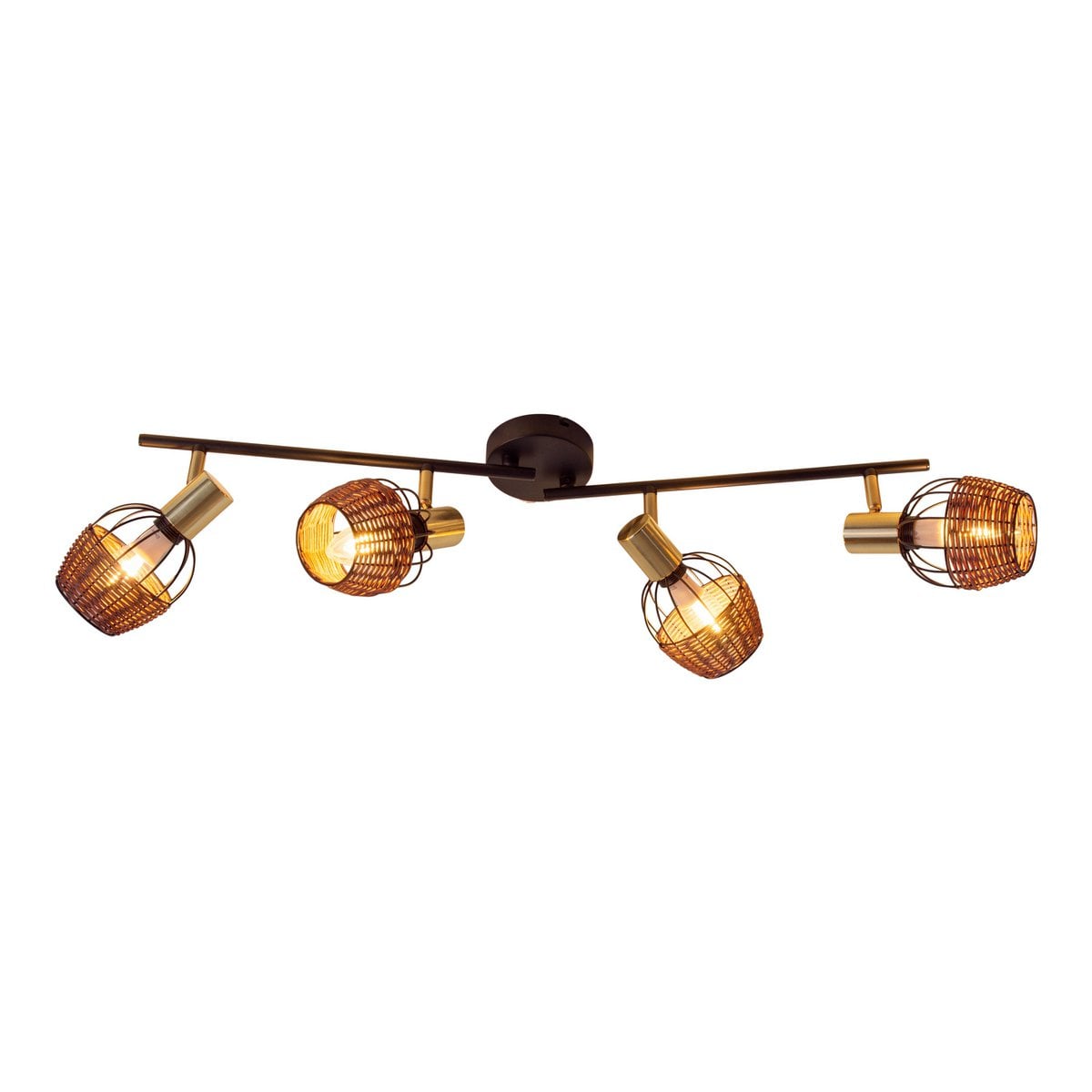 4 plafondlamp "Corbis", metalen plek in zwart en goud, met E14 -aansluiting, voor eetkamer, woonkamer, gang of kantoor, plafondlamp, 78 cm lang