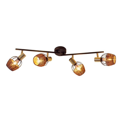 4 plafondlamp "Corbis", metalen plek in zwart en goud, met E14 -aansluiting, voor eetkamer, woonkamer, gang of kantoor, plafondlamp, 78 cm lang