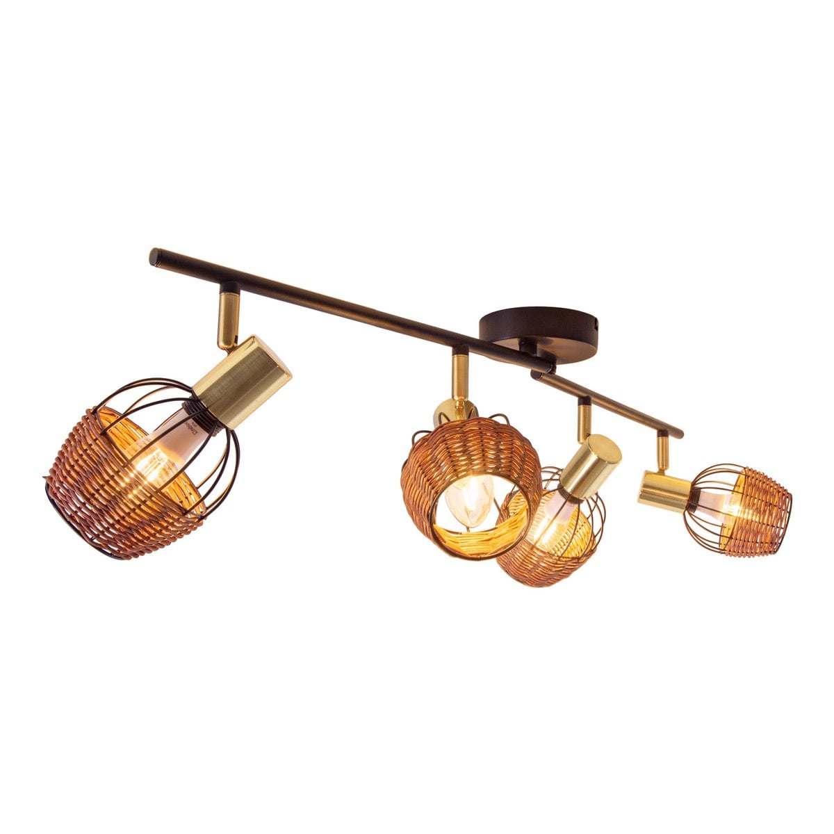 4 plafondlamp "Corbis", metalen plek in zwart en goud, met E14 -aansluiting, voor eetkamer, woonkamer, gang of kantoor, plafondlamp, 78 cm lang