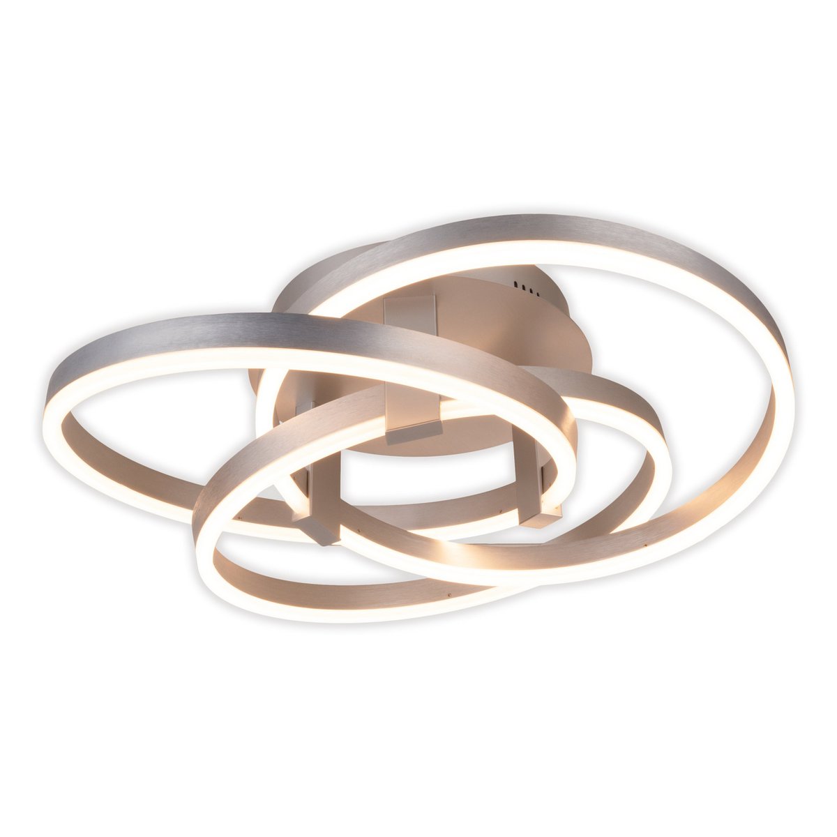 Smart Home LED plafondlicht "Divora" Ø 58 cm, plafondlamp gemaakt van metaal, aluminium geborsteld en wit plastic, met veel functies, stevig gebouwd -in LED's, verlichting voor woonkamer, eetkamerkantoor of gang