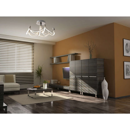 LED -plafondlamp "festival" Ø 60 cm, metalen nikkel mat en plastic, stevig gebouwd -in LED's, verlichting voor woonkamer, eetkamer, kantoor of gang