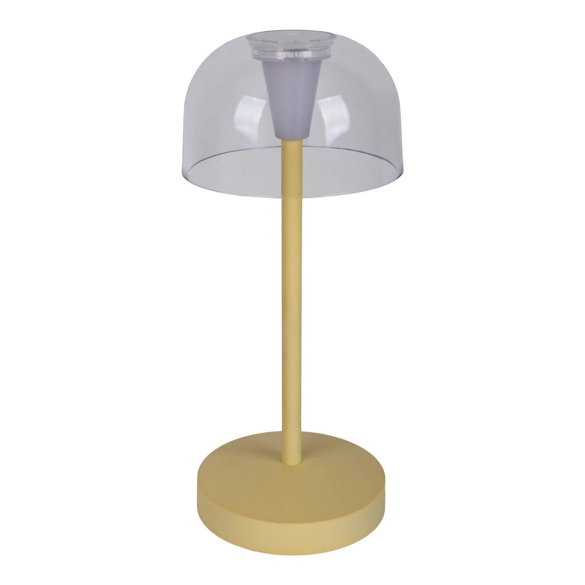 2-ex-ingestelde LED-batterijtafellamp "Gomba" voor buiten en binnen, gemaakt van metaal en plastic in geel, 18,5 cm hoog