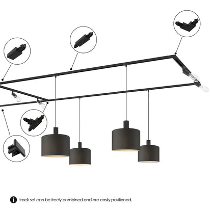 Railverlichting onderdeel T verbinder | 17/10.5/1.8cm | Zwart
