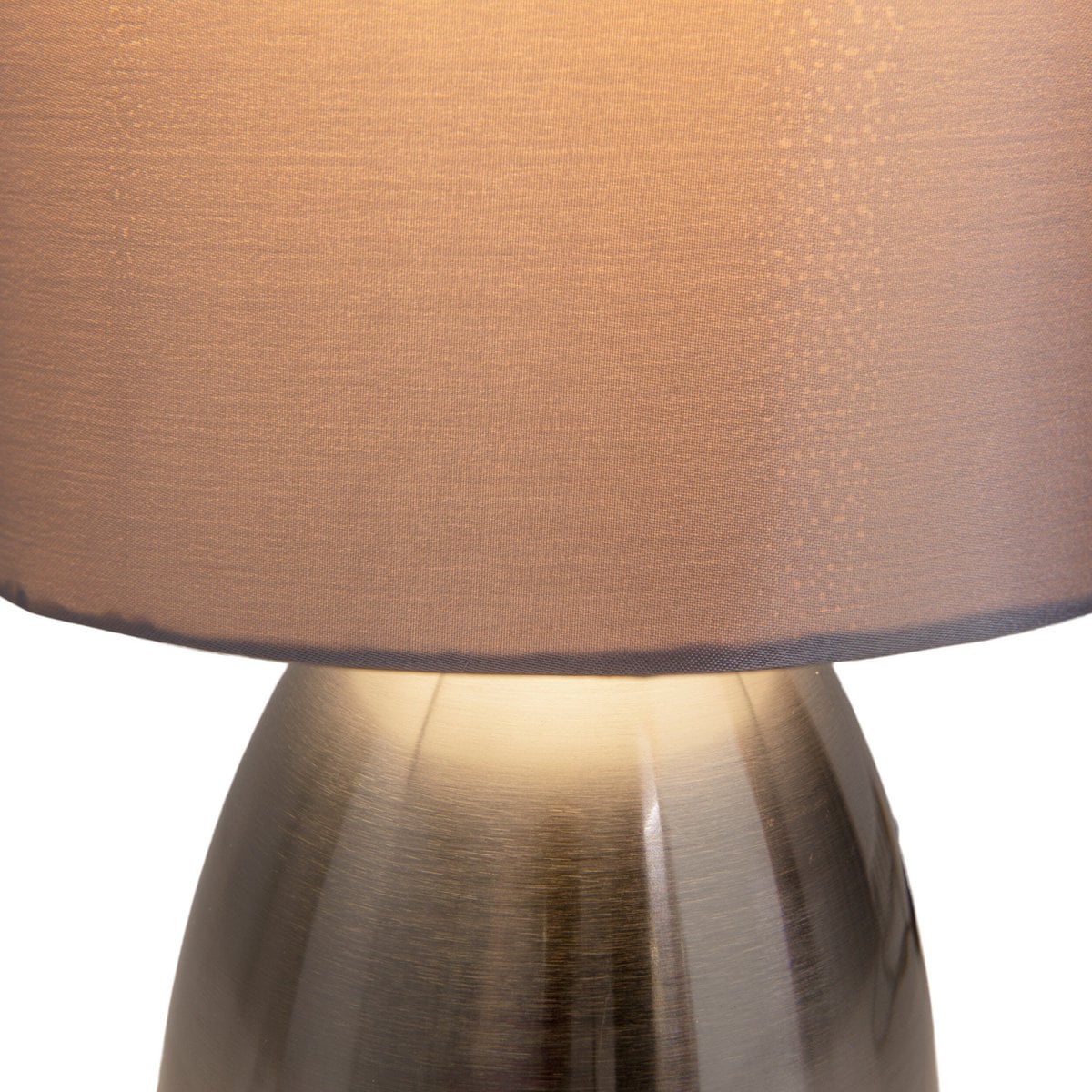 Tafellamp "Aurum" 33 cm hoog in stalen blank/grijs, gemaakt van metaal en textiel, met E14-aansluiting, verlichting voor eetkamer, woonkamer, gang of kantoor