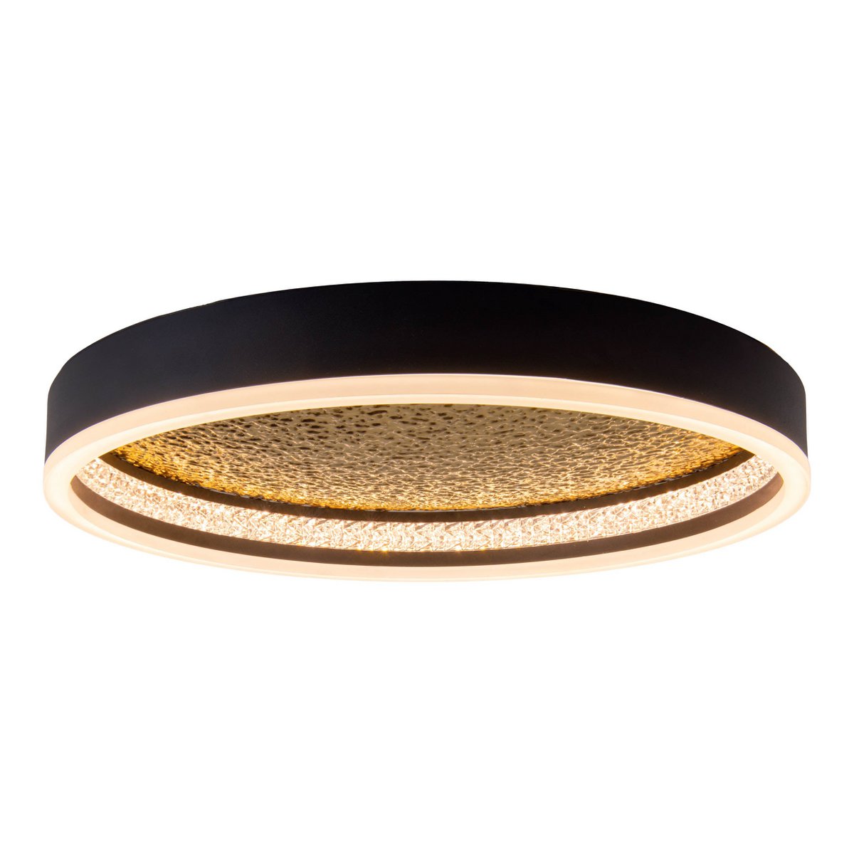 LED -plafondlamp Arany, plafondlamp gemaakt van metaal en plastic in zwart, met stevig ingebouwde LED's, dimbare, 40 cm diameter