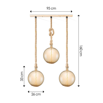 Home Sweet Home hanglamp Leonardo Globe - 3 LED -dimbaar E27 amber