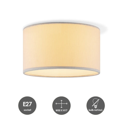 Home Sweet Home Cylindrische Corduroy Plafondlamp - Wit - ø30 x 17 cm